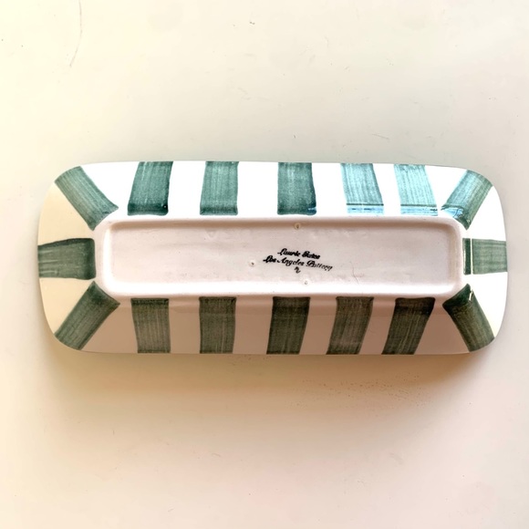 LAURIE GATES LA POTTERY Rare Apple Stripes dish Farmhouse style decor accent - Picture 3 of 6